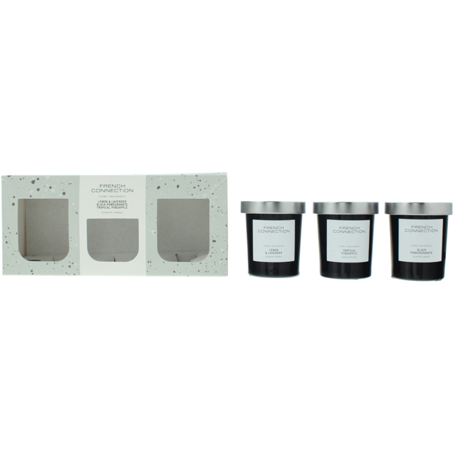 French Connection Black Collection Scented Candle 3 Piece Gift Set - Size: 9.3 x 6.5 x 19.4cm - n/a - Wilko - image 1