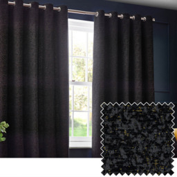 Paoletti Galaxy Black Chenille Eyelet Curtain 117 x 183cm - Size: W 183 x D 117cm - Wilko - thumbnail 3