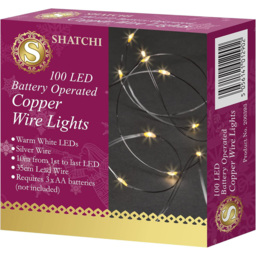 Shatchi 100 Warm White LED Silver Copper Wire Christmas String Light 10m - Size: 6 x 1.5 x 2cm - Yellow - Wilko - thumbnail 3