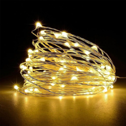 Shatchi 100 Warm White LED Silver Copper Wire Christmas String Light 10m - Size: 6 x 1.5 x 2cm - Yellow - Wilko - thumbnail 1
