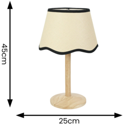 ValueLights Triston Scallop Black Edge Shade Natural Light Wood Stem LED Table Lamp - Cream - Wilko - thumbnail 7