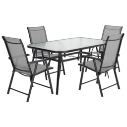 Living and Home Glass 4 Seater 120cm Rectangular Garden Dining Set Black - Wilko - thumbnail 3