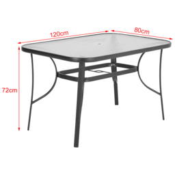 Living and Home Glass 4 Seater 120cm Rectangular Garden Dining Set Black - Wilko - thumbnail 7