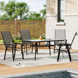 Living and Home Glass 4 Seater 120cm Rectangular Garden Dining Set Black - Wilko - thumbnail 5