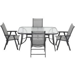 Living and Home Glass 4 Seater 120cm Rectangular Garden Dining Set Black - Wilko - thumbnail 4