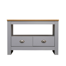 FurnitureHMD 2 Drawer Single Shelf Grey and Oak Effect Wooden Corner TV Unit - Size: 58 x 85 x 39cm - Wilko - thumbnail 4