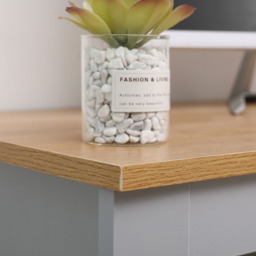FurnitureHMD 2 Drawer Single Shelf Grey and Oak Effect Wooden Corner TV Unit - Size: 58 x 85 x 39cm - Wilko - thumbnail 5