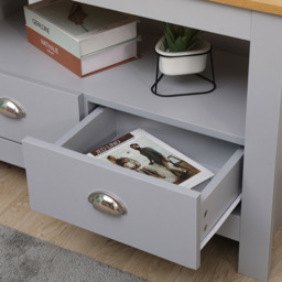 FurnitureHMD 2 Drawer Single Shelf Grey and Oak Effect Wooden Corner TV Unit - Size: 58 x 85 x 39cm - Wilko - thumbnail 7