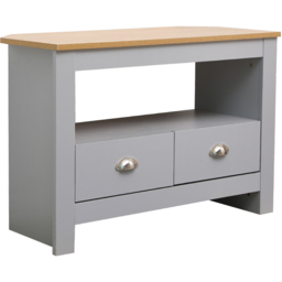 FurnitureHMD 2 Drawer Single Shelf Grey and Oak Effect Wooden Corner TV Unit - Size: 58 x 85 x 39cm - Wilko - thumbnail 3