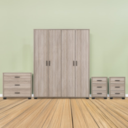 Seconique Oliver Light Oak Effect 4 Piece Bedroom Furniture Set - Brown - Wilko - thumbnail 1
