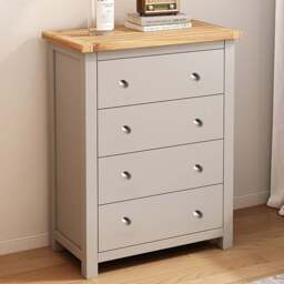 Cabinet Bits Argenta 4 Drawer Light Grey Chrome Knob Chest of Drawers - Wilko