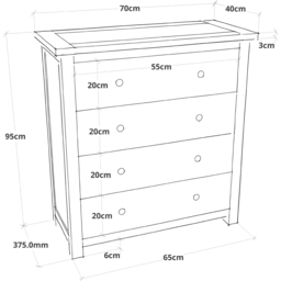 Cabinet Bits Argenta 4 Drawer Light Grey Chrome Knob Chest of Drawers - Wilko - thumbnail 7