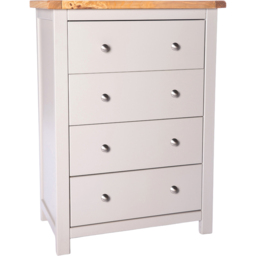 Cabinet Bits Argenta 4 Drawer Light Grey Chrome Knob Chest of Drawers - Wilko - thumbnail 3