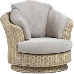 Desser Corsica Lyon Natural Rattan Biscuit Fabric Swivel Chair - Size: Single - Cream - Wilko - thumbnail 3