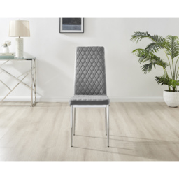Furniturebox Valera Set of 4 Grey and Chrome Velvet Dining Chair - Wilko - thumbnail 4