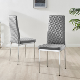 Furniturebox Valera Set of 4 Grey and Chrome Velvet Dining Chair - Wilko - thumbnail 3