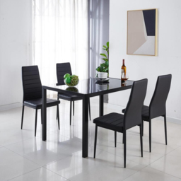 Kosy Koala 4 Seater Faux Leather Glass Dining Set Black - Wilko - thumbnail 4