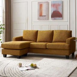 Home Detail Hazel 3 Seater Mustard Boucle Sofa with Chaise - Cream - Wilko