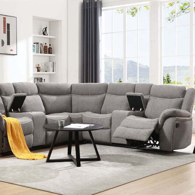 Sherford 5 Seater Grey Corner Sofa - Wilko - image 1