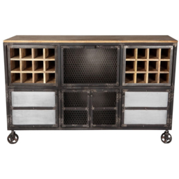 Brooklyn Daisy 4 Door Bar Cabinet with Wine Rack - Size: 92 x 150 x 40cm - Brown - Wilko - thumbnail 3