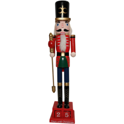 Premier Red Countdown Wooden Christmas Nutcracker Christmas Decoration 50cm - Size: 50 x 21 x 10.5cm - Wilko - thumbnail 1