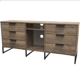 Crowndale Hong Kong 6 Drawer Vintage Oak Media Unit - Size: 40 x 152 x 74cm - Brown - Wilko - thumbnail 3