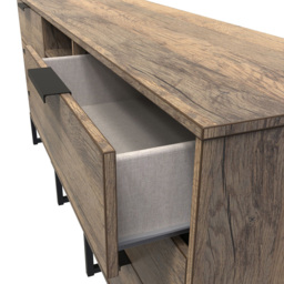 Crowndale Hong Kong 6 Drawer Vintage Oak Media Unit - Size: 40 x 152 x 74cm - Brown - Wilko - thumbnail 6