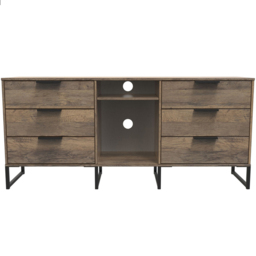 Crowndale Hong Kong 6 Drawer Vintage Oak Media Unit - Size: 40 x 152 x 74cm - Brown - Wilko - thumbnail 4