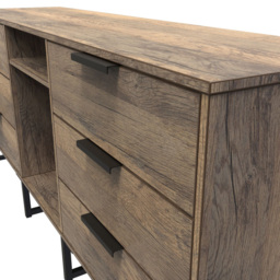Crowndale Hong Kong 6 Drawer Vintage Oak Media Unit - Size: 40 x 152 x 74cm - Brown - Wilko - thumbnail 7