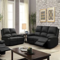 Brooklyn Luxury 5 Seater Dark Grey Linen Manual Recliner Sofa Set - Wilko
