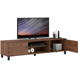 Kudl ELV1 2 Door 2 Shelf Dark Oak TV Unit - Size: 38 x 160 x 40cm - Brown - Wilko - thumbnail 4