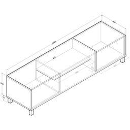 Kudl ELV1 2 Door 2 Shelf Dark Oak TV Unit - Size: 38 x 160 x 40cm - Brown - Wilko - thumbnail 5