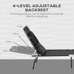 Outsunny Set of 2 Black Folding Sun Lounger with Reading Hole - Size: 36 x 58 x 187cm - Wilko - thumbnail 5