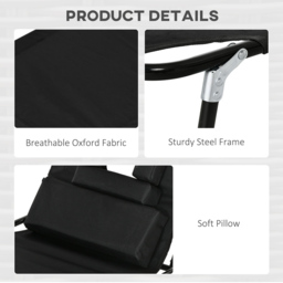 Outsunny Set of 2 Black Folding Sun Lounger with Reading Hole - Size: 36 x 58 x 187cm - Wilko - thumbnail 7