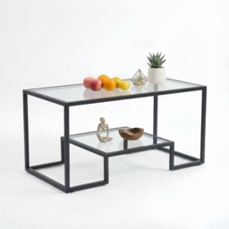 Alivio Single Shelf Transparent Modern Industrial Coffee Table - Size: 50 x 48 x 100cm - Clear - Wilko - thumbnail 3