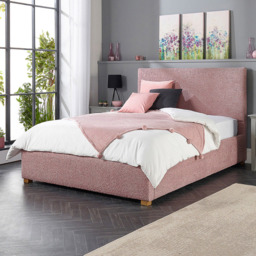 Aspire King Size Blush Boucle Upholstered Garland Ottoman Bed Frame - Pink - Aspire Beds - Wilko - thumbnail 1