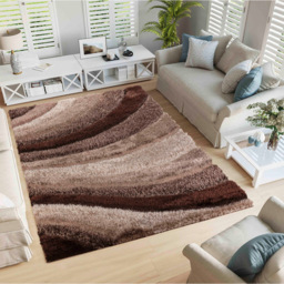 Desire Rug Modern Bronze Waves Shimmer Soft Shaggy Area Rug 80 x 150cm - Desire Rugs - Wilko - thumbnail 3
