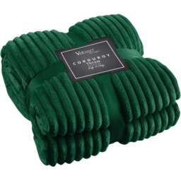 Velosso Emerald Plain Corduroy Throw 150 x 200cm - Size: 150 x 200 x 1cm - Wilko
