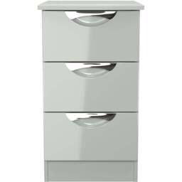 Crowndale Camden 3 Drawer Grey Gloss and Dusk Grey Bedside Cabinet Ready Assembled - Grey Gloss & Dusk Grey - Wilko - thumbnail 3