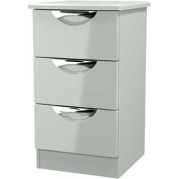 Crowndale Camden 3 Drawer Grey Gloss and Dusk Grey Bedside Cabinet Ready Assembled - Grey Gloss & Dusk Grey - Wilko - thumbnail 5