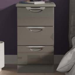 Crowndale Camden 3 Drawer Grey Gloss and Dusk Grey Bedside Cabinet Ready Assembled - Grey Gloss & Dusk Grey - Wilko - thumbnail 1