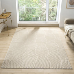 Desire Rugs Vellure Cream Metallic Sheen Pyramid Design Rug 160 x 230cm - Size: 230 x 160 x 1.1cm - Wilko - thumbnail 3
