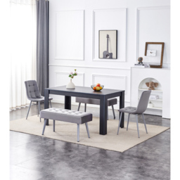 Kosy Koala 6 Seater Dining Set with Bench Dark Grey and Grey Velvet - Multi - Wilko - thumbnail 4