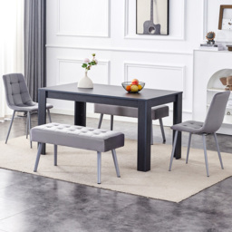 Kosy Koala 6 Seater Dining Set with Bench Dark Grey and Grey Velvet - Multi - Wilko