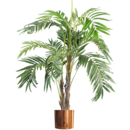 Leaf Premium Artificial Palm Tree with Pot and Copper Metal Planter 4ft - Size: 120 x 80 x 80cm - Green - Wilko - thumbnail 1