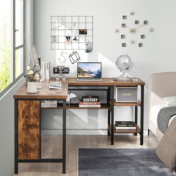 Costway L Shaped 3 Shelf Computer Desk Rustic Brown - Size: 115 x 59 x 29cm - Wilko - thumbnail 6