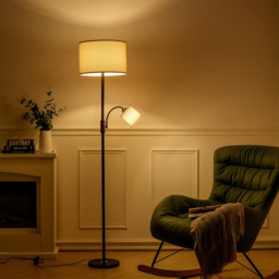 Living and Home 2 Light Gooseneck Floor Lamp - Size: 177 x 50 x 38cm - Green - Wilko - thumbnail 3