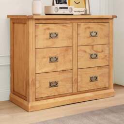 Cabinet Bits Lucca 6 Drawer Brown Brass Drop Handle Chest of Drawers - Wilko - thumbnail 1