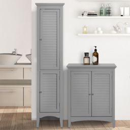 Teamson Home Glancy 2 Door Grey Linen Tower Cabinet - Size: 160.0 x 33.0 x 38.1cm - Wilko