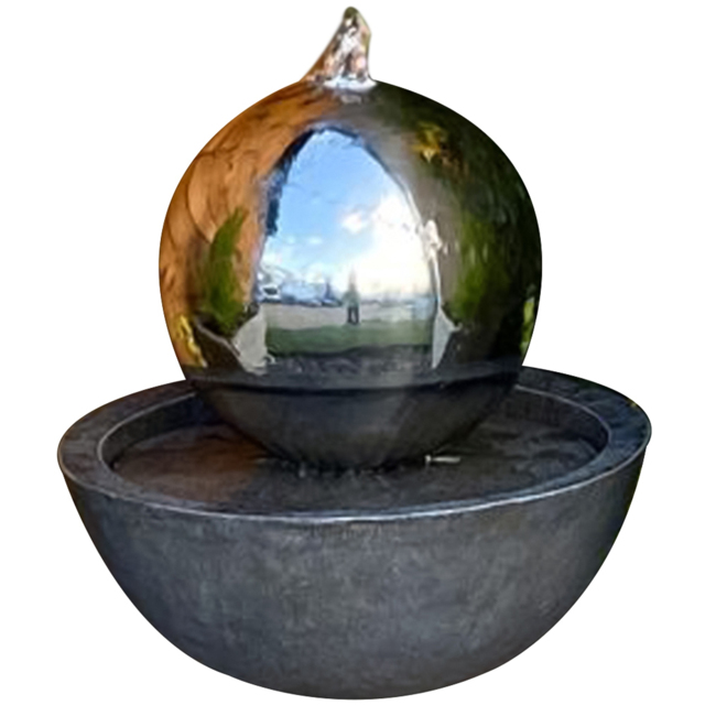 Tranquillity Sphere and Resin Base Solar Powered LED Water Feature - Size: 40 x 40 x 40cm - Grey - Wilko - image 1